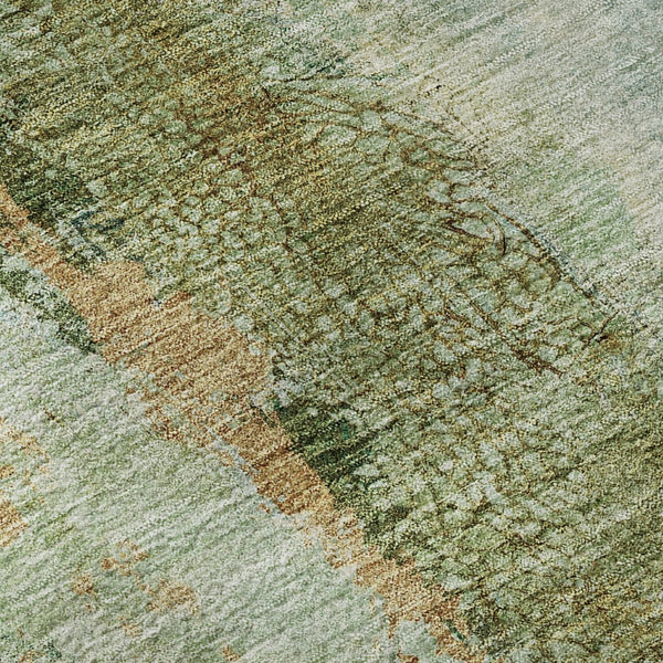 HomeRoots 9' X 12' Vibrant Green, Blue & Gold Abstract Area Rug - Washable, UV-Protected & Stain-Resistant! 651033