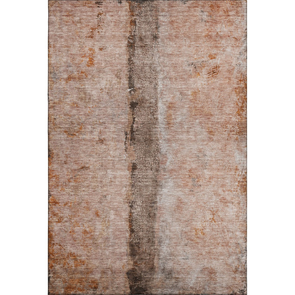 HomeRoots 5' X 8' Washable Abstract Area Rug in Chili Red, Brown & Ivory – UV Resistant, Stain-Proof, Durable 651036