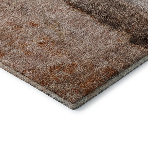 HomeRoots 8' X 10' Chili Red Brown Ivory Washable Area Rug - Durable, UV-Protected, Modern Abstract Design! 651038