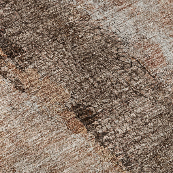 HomeRoots 8' X 10' Chili Red Brown Ivory Washable Area Rug - Durable, UV-Protected, Modern Abstract Design! 651038