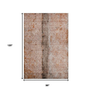 HomeRoots 8' X 10' Chili Red Brown Ivory Washable Area Rug - Durable, UV-Protected, Modern Abstract Design! 651038
