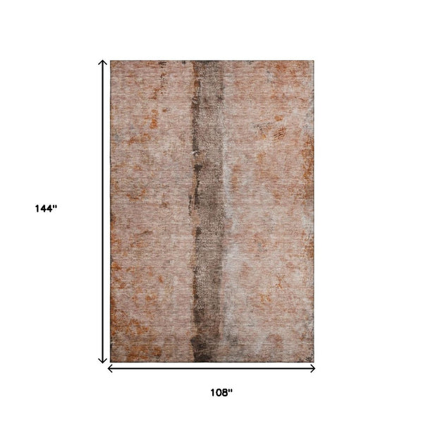 HomeRoots 9' X 12' Chili Red, Brown & Ivory Abstract Area Rug - Stylish, Washable, UV-Protected for Busy Homes! 651039