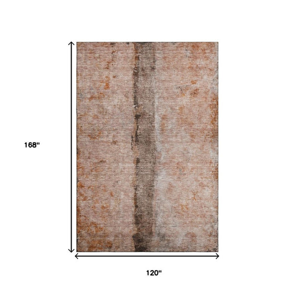 HomeRoots 10' Chili Red, Brown & Ivory Abstract Area Rug - Washable, UV-Protected, Durable for Families & Pets 651040