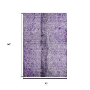 HomeRoots 5' X 8' Washable Abstract Area Rug in Purple, Ivory & Gray - Durable, UV-Protected, Stylish Design 651042
