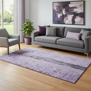HomeRoots 5' X 8' Washable Abstract Area Rug in Purple, Ivory & Gray - Durable, UV-Protected, Stylish Design 651042