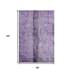 HomeRoots 8' X 10' Abstract Purple Ivory Gray Area Rug - Stylish, Washable, UV-Protected & Pet-Friendly Design 651044