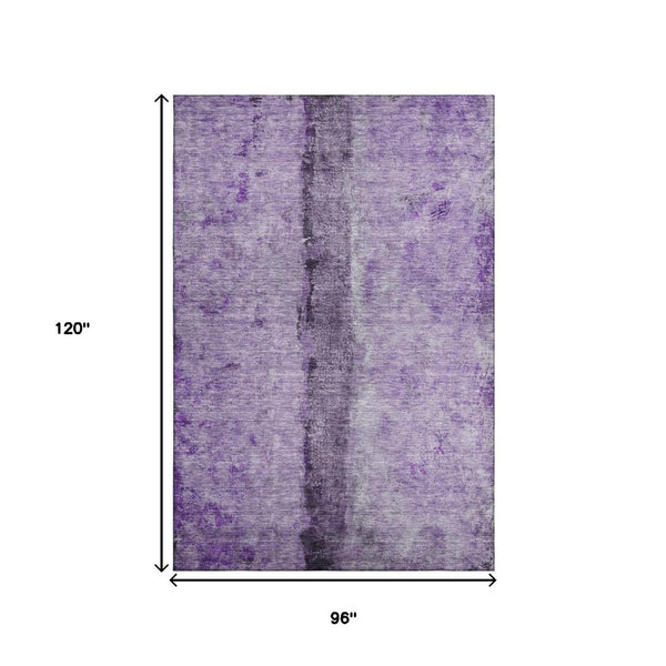 HomeRoots 8' X 10' Abstract Purple Ivory Gray Area Rug - Stylish, Washable, UV-Protected & Pet-Friendly Design 651044