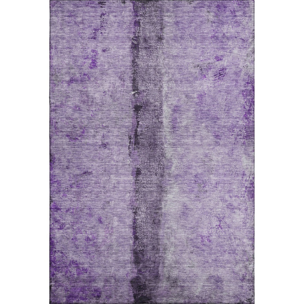 HomeRoots 9' X 12' Modern Abstract Washable Area Rug in Purple, Ivory, & Gray - UV Protection & Stain Resistant! 651045