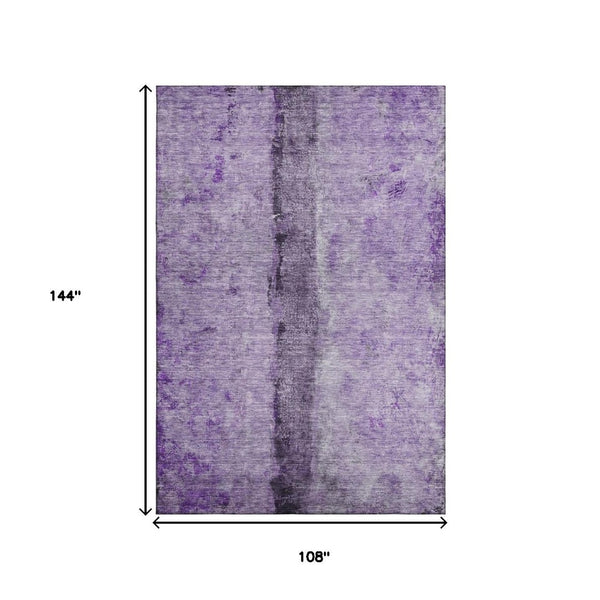 HomeRoots 9' X 12' Modern Abstract Washable Area Rug in Purple, Ivory, & Gray - UV Protection & Stain Resistant! 651045