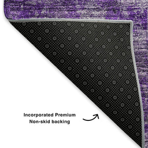 HomeRoots 10' X 14' Abstract Washable Area Rug in Purple, Ivory & Gray - Stain Resistant, UV Protected & Durable 651046