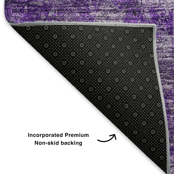 HomeRoots 10' X 14' Abstract Washable Area Rug in Purple, Ivory & Gray - Stain Resistant, UV Protected & Durable 651046