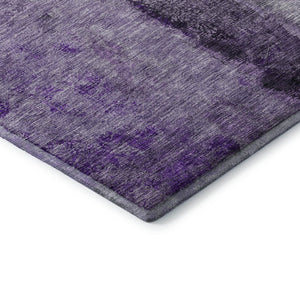 HomeRoots 10' X 14' Abstract Washable Area Rug in Purple, Ivory & Gray - Stain Resistant, UV Protected & Durable 651046