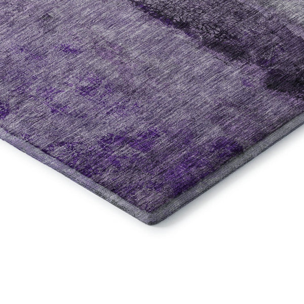 HomeRoots 10' X 14' Abstract Washable Area Rug in Purple, Ivory & Gray - Stain Resistant, UV Protected & Durable 651046