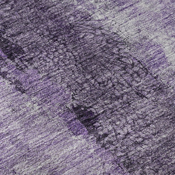 HomeRoots 10' X 14' Abstract Washable Area Rug in Purple, Ivory & Gray - Stain Resistant, UV Protected & Durable 651046