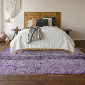 HomeRoots 10' X 14' Abstract Washable Area Rug in Purple, Ivory & Gray - Stain Resistant, UV Protected & Durable 651046