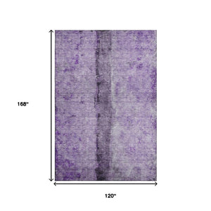 HomeRoots 10' X 14' Abstract Washable Area Rug in Purple, Ivory & Gray - Stain Resistant, UV Protected & Durable 651046