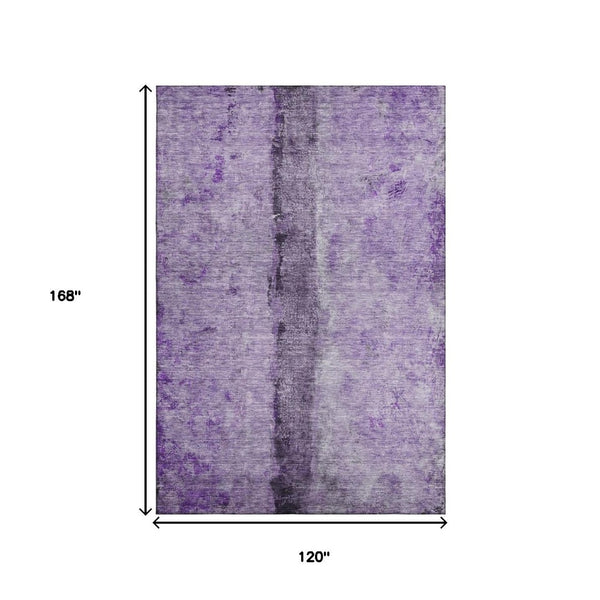 HomeRoots 10' X 14' Abstract Washable Area Rug in Purple, Ivory & Gray - Stain Resistant, UV Protected & Durable 651046