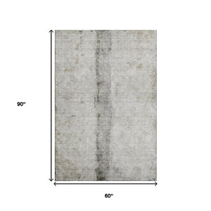 HomeRoots 5' X 8' Modern Taupe Gray & Ivory Abstract Area Rug – Washable, UV Protected, Durable & Stylish! 651054
