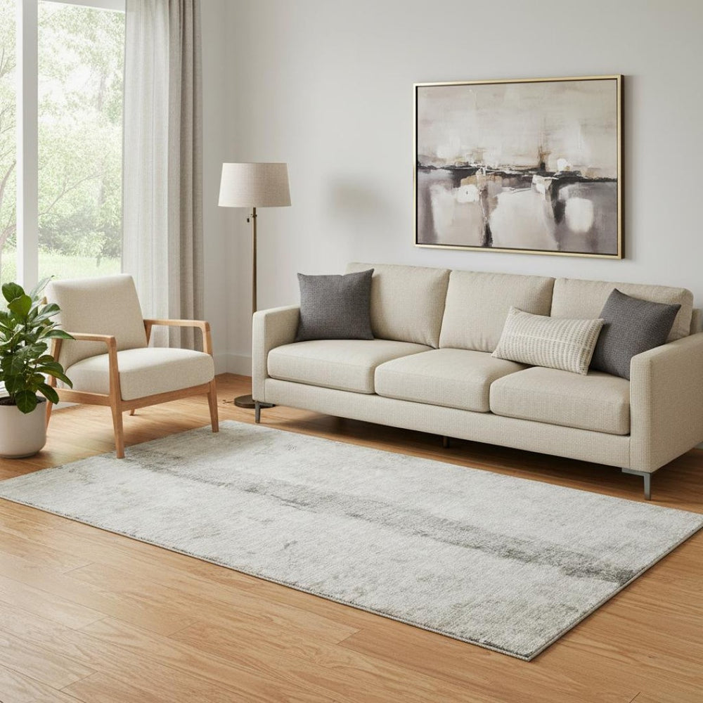 HomeRoots 5' X 8' Modern Taupe Gray & Ivory Abstract Area Rug – Washable, UV Protected, Durable & Stylish! 651054