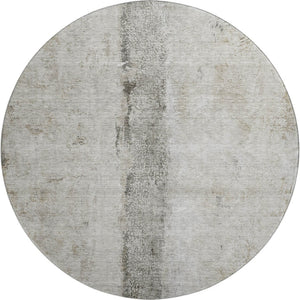 HomeRoots 8' Taupe Gray and Ivory Abstract Round Rug - Durable, Washable, UV-Protected, Ideal for High-Traffic Areas 651055