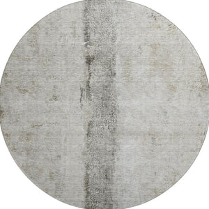 HomeRoots 8' Taupe Gray and Ivory Abstract Round Rug - Durable, Washable, UV-Protected, Ideal for High-Traffic Areas 651055