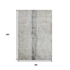 HomeRoots 8' X 10' Modern Taupe Gray & Ivory Abstract Area Rug - Washable, Durable, UV Protected, Easy Care! 651056