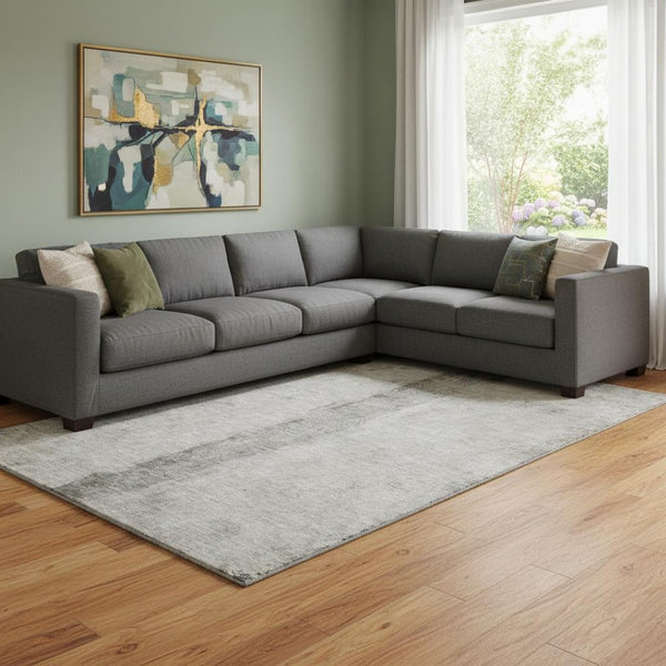 HomeRoots 8' X 10' Modern Taupe Gray & Ivory Abstract Area Rug - Washable, Durable, UV Protected, Easy Care! 651056