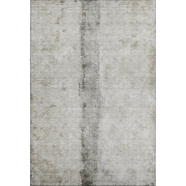 HomeRoots 9' X 12' Modern Taupe Gray & Ivory Abstract Area Rug - Washable, UV-Protected, Family-Friendly Design 651057