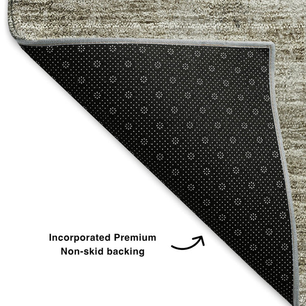 HomeRoots 9' X 12' Modern Taupe Gray & Ivory Abstract Area Rug - Washable, UV-Protected, Family-Friendly Design 651057