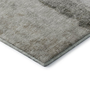 HomeRoots 9' X 12' Modern Taupe Gray & Ivory Abstract Area Rug - Washable, UV-Protected, Family-Friendly Design 651057
