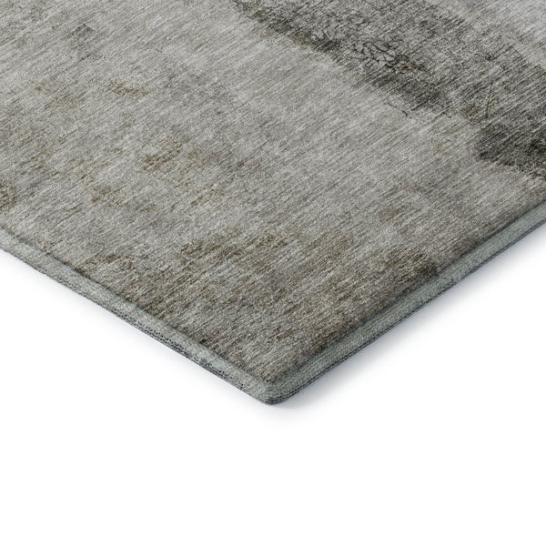 HomeRoots 9' X 12' Modern Taupe Gray & Ivory Abstract Area Rug - Washable, UV-Protected, Family-Friendly Design 651057