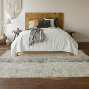 HomeRoots 9' X 12' Modern Taupe Gray & Ivory Abstract Area Rug - Washable, UV-Protected, Family-Friendly Design 651057