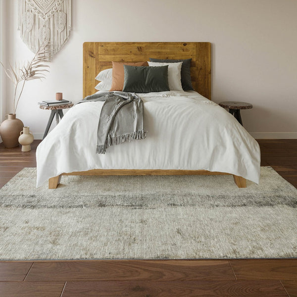 HomeRoots 9' X 12' Modern Taupe Gray & Ivory Abstract Area Rug - Washable, UV-Protected, Family-Friendly Design 651057