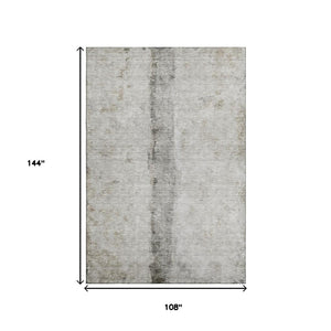 HomeRoots 9' X 12' Modern Taupe Gray & Ivory Abstract Area Rug - Washable, UV-Protected, Family-Friendly Design 651057