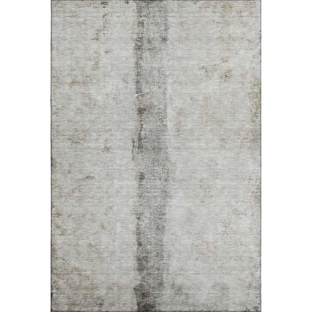 HomeRoots 10' Modern Taupe Gray and Ivory Abstract Washable Area Rug – UV Protected, Stain Resistant, Durable Design 651058