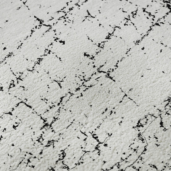 HomeRoots 5' Black and Ivory Abstract Washable Area Rug - UV Protected, Durable, Stylish for Any Room 651060