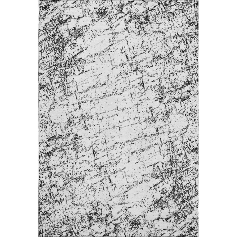 HomeRoots 10' X 14' Black and Ivory Abstract Area Rug - Washable, UV-Protected, Durable & Stylish for Your Home 651064