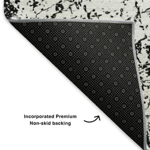 HomeRoots 10' X 14' Black and Ivory Abstract Area Rug - Washable, UV-Protected, Durable & Stylish for Your Home 651064