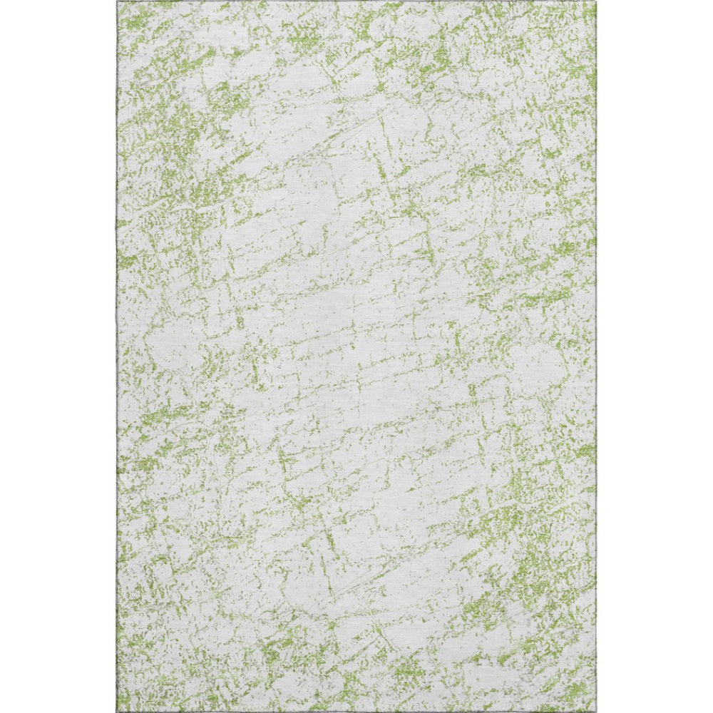 HomeRoots 5' X 8' Modern Green and Ivory Abstract Area Rug – Washable, UV-Protected, Stain-Resistant Design! 651066