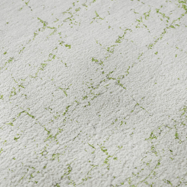 HomeRoots 5' X 8' Modern Green and Ivory Abstract Area Rug – Washable, UV-Protected, Stain-Resistant Design! 651066