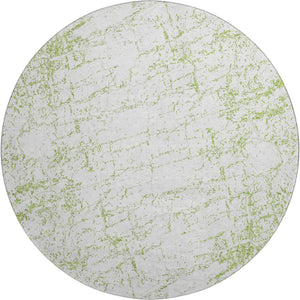 HomeRoots 8' Green and Ivory Abstract Washable Round Rug - Stylish, Durable, UV-Protected for High-Traffic Areas 651067