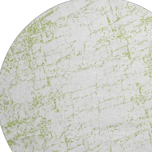 HomeRoots 8' Green and Ivory Abstract Washable Round Rug - Stylish, Durable, UV-Protected for High-Traffic Areas 651067