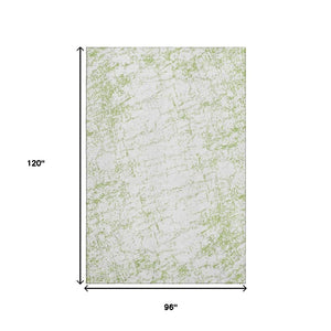 HomeRoots 8' X 10' Stylish Green & Ivory Abstract Area Rug – Washable, UV Protected, Durable for Homes with Kids & Pets 651068