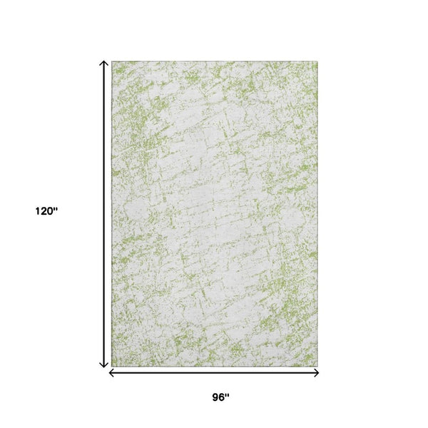 HomeRoots 8' X 10' Stylish Green & Ivory Abstract Area Rug – Washable, UV Protected, Durable for Homes with Kids & Pets 651068