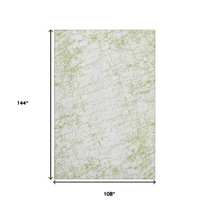 HomeRoots 9' X 12' Abstract Green & Ivory Washable Area Rug with UV Protection - Perfect for Busy Homes! 651069