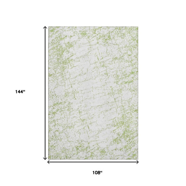 HomeRoots 9' X 12' Abstract Green & Ivory Washable Area Rug with UV Protection - Perfect for Busy Homes! 651069
