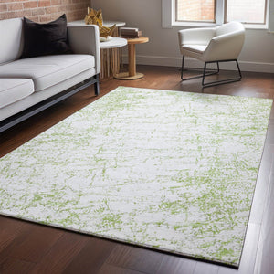 HomeRoots 10' X 14' Green & Ivory Abstract Washable Area Rug - UV Protected, Stain Resistant for High Traffic Areas 651070