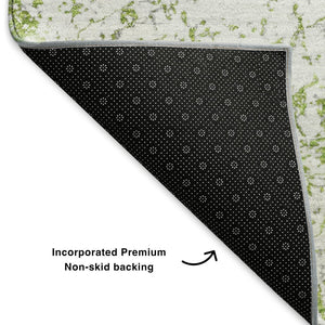 HomeRoots 10' X 14' Green & Ivory Abstract Washable Area Rug - UV Protected, Stain Resistant for High Traffic Areas 651070