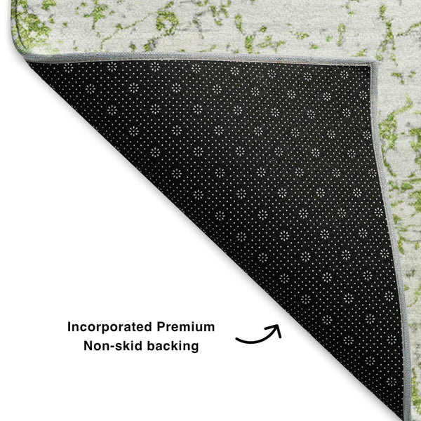 HomeRoots 10' X 14' Green & Ivory Abstract Washable Area Rug - UV Protected, Stain Resistant for High Traffic Areas 651070