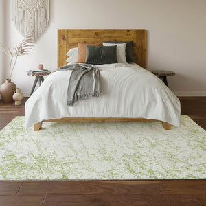 HomeRoots 10' X 14' Green & Ivory Abstract Washable Area Rug - UV Protected, Stain Resistant for High Traffic Areas 651070